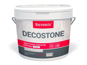 DECOSTONE "короед"Декоративное покрытие  с добавлением  крупного наполнителя в трёх фракциях, мелкий (M): 1,2- 2,0 мм, 15 кг Bayramix