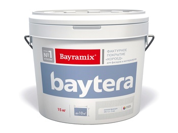 Baytera (Байтера) текстурное покрытие для фасадных и интерьерных работ ("мокрая стена", "короед"), мелкая фрак. (M) 1,2 - 2 мм, 15 кг Bayramix