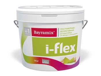 i-Flex Эластомерная акриловая  декоративная штукатурка для фасадов и интерьеров, фракция 0,7-1,2 мм, 14 кг Bayramix