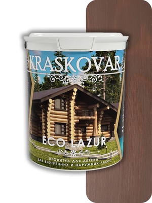 Пропитка для дерева Kraskovar (Красковар) Eco Lazur, махагон 0,9л
