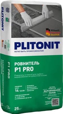 PLITONIT Р1 pro -25 ровнитель высокопрочный для грубого выравнивания