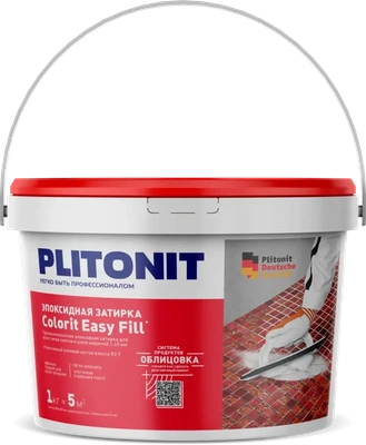 PLITONIT Colorit EasyFill эпоксидная затирка для межплиточных швов и реактивный клей для плитки, 1 кг, антрацит