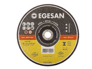 EGESAN Отрезной круг STEEL 230x2,5x22мм, А30 R BF,угл.сталь, металл (тонкий) 25шт/уп