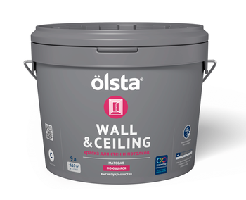 WALL & CEILING Краска для стен и потолков, База С, 9.0 л OLSTA