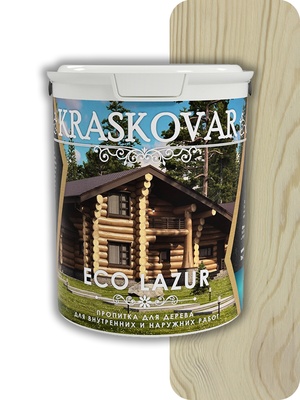 Пропитка для дерева Kraskovar (Красковар) Eco Lazur, белый 0,9л