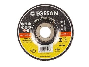 EGESAN Отрезной круг STEEL 125x6x22мм, А24 R BF ,угл.сталь, металл (шлифовальный) 25шт/уп