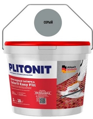 PLITONIT Colorit EasyFill эпоксидная затирка для межплиточных швов и реактивный клей для плитки, 2 кг, тёмно-серый