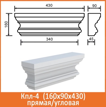 Капитель пилястры угловая Кпл 4/3