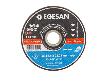 EGESAN Отрезной круг INOX 125x1,6x22мм, А60 T BF (МС), нерж.сталь (тонкий) 20шт/уп