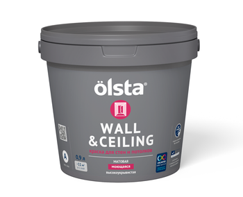 WALL & CEILING Краска для стен и потолков, База А, 0.9 л OLSTA