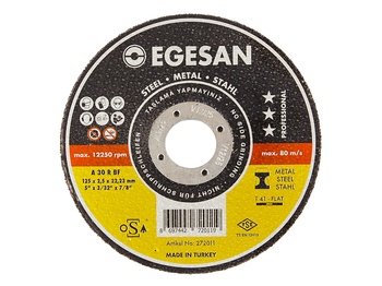EGESAN Отрезной круг STEEL 125x2,5x22мм, А30 R BF, угл.сталь, металл 50шт/уп