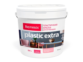 PLASTIC EXTRA (Пластик Экстра) краска на акриловой основе для интерьеров, 0,9 л Bayramix