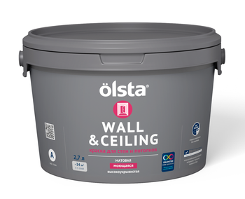 WALL & CEILING Краска для стен и потолков, База А, 2.7 л OLSTA