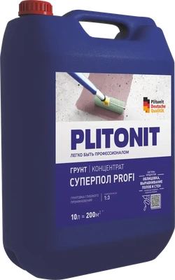 PLITONIT Грунт СуперПол PROFI -3 грунтовка глубокого проникновения для подготовки основания под ровнители для полов; концентрат 1:3