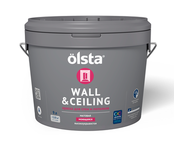 WALL & CEILING Краска для стен и потолков, База А, 9.0 л OLSTA