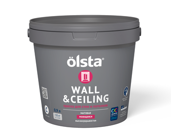 WALL & CEILING Краска для стен и потолков, База С, 0.9 л OLSTA